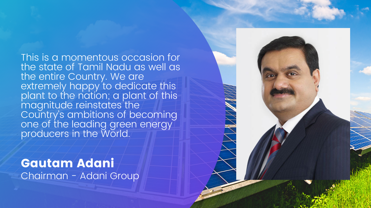 India Witnesses World’s Largest Solar Plant By Adani Green Energy