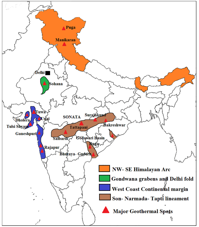 Chief geothermal provinces in India